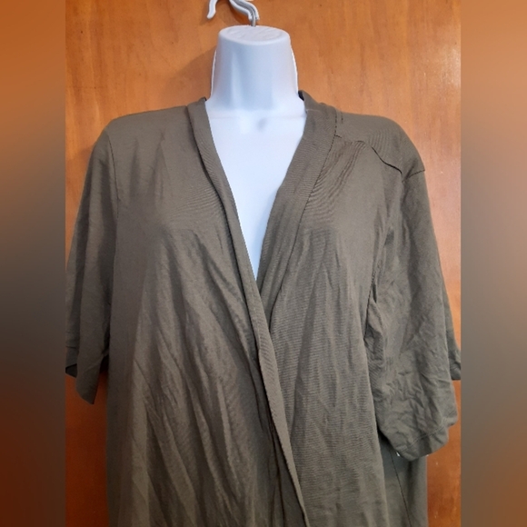 Catherines NWT Women's Plus Size Olive Green Wrap Cover Up Modal Cotton 2X - Picture 2 of 8